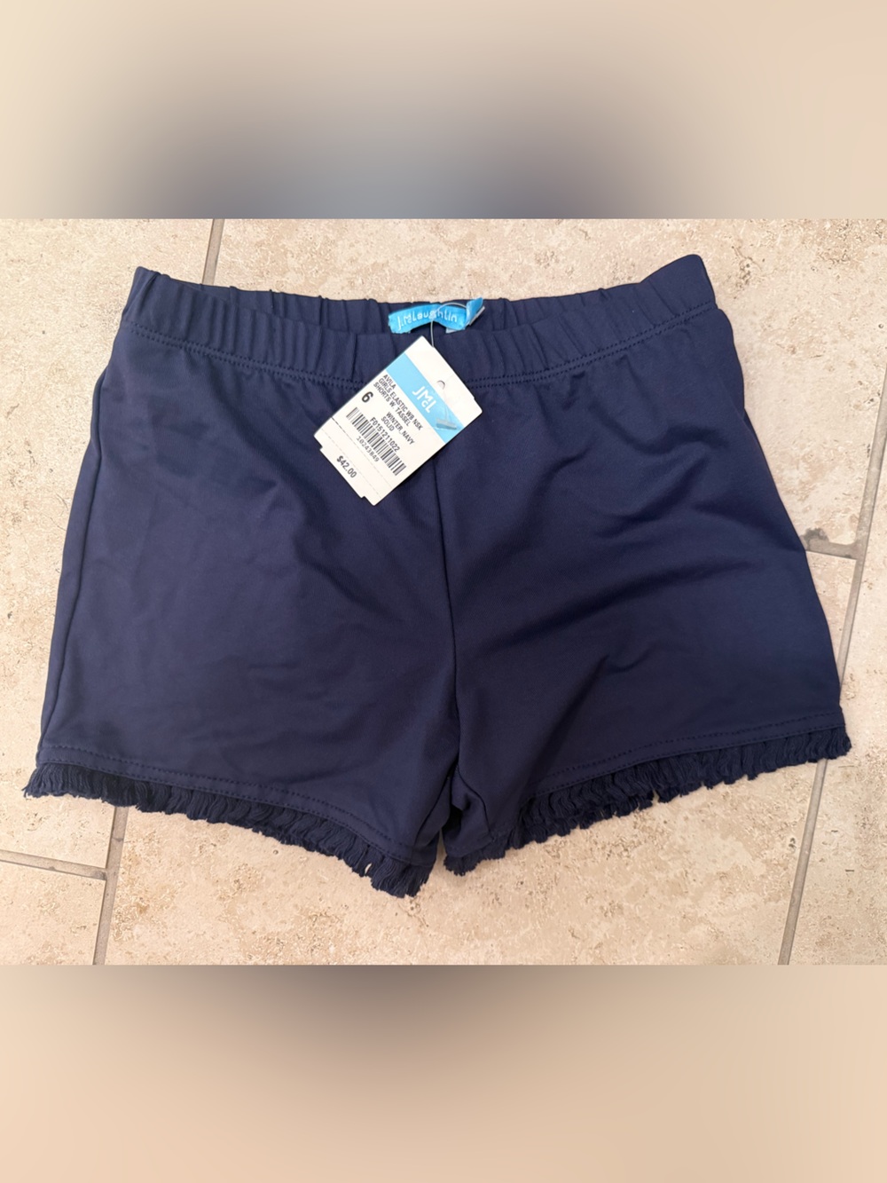 J. McLaughlin Girls Anya Navy Elastic Waist Skort Size 6 NWT Fringe Hem